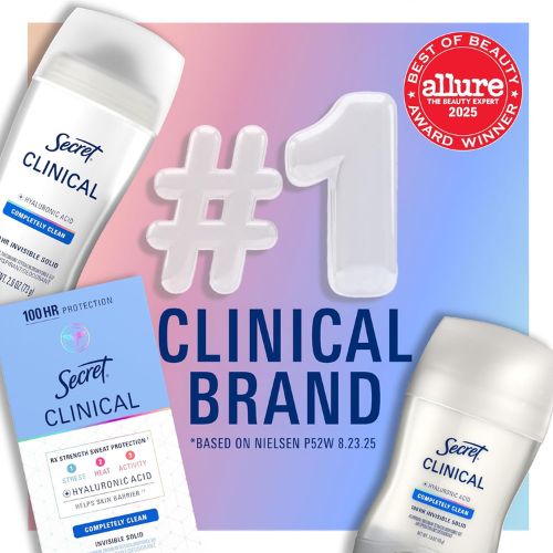 Secret Clinical Strength Invisible Solid Antiperspirant Deodorant for Women, 100HR Sweat