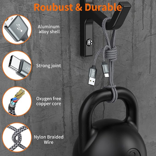 USB A to USB-C Fast Charging Cable – 2-Pack (3.3ft, Braided)