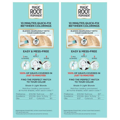 L'Oreal Paris Magic Root Permanent Hair Color Kit 9 Light Blonde (2 Count)