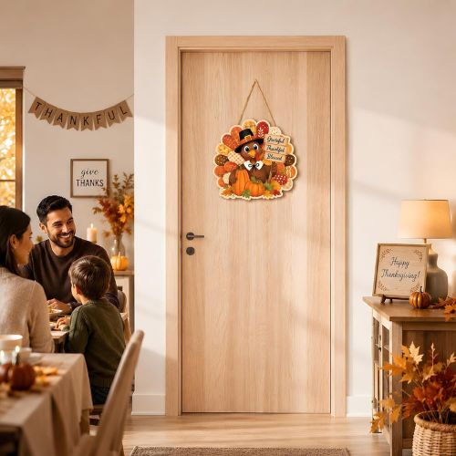 Turkey Pumpkin Wooden Sign for Front Door