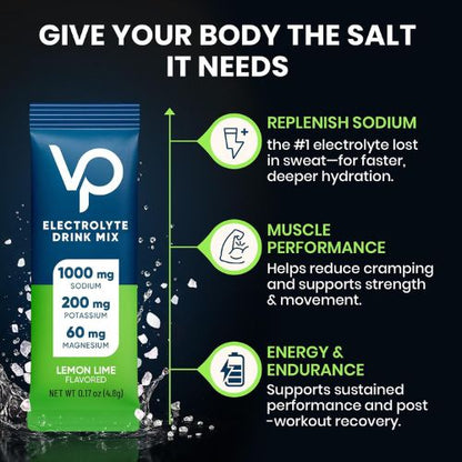 Venture Pal High Sodium Sugar-Free Electrolytes Powder Packets, 30 Sticks