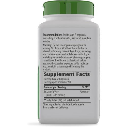 Nature's Way St. John’s Wort Capsules, 700 mg per Serving, 180 ct