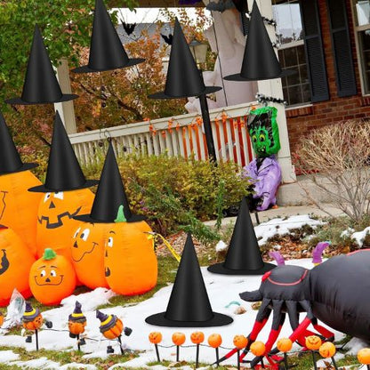 12 PCS Halloween Witch Hats, Black Hanging