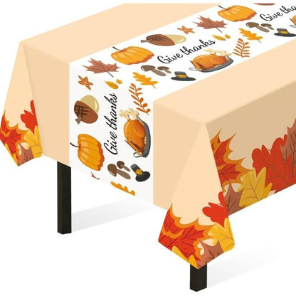 Thanksgiving Tablecloth, 3 Pack Disposable Plastic