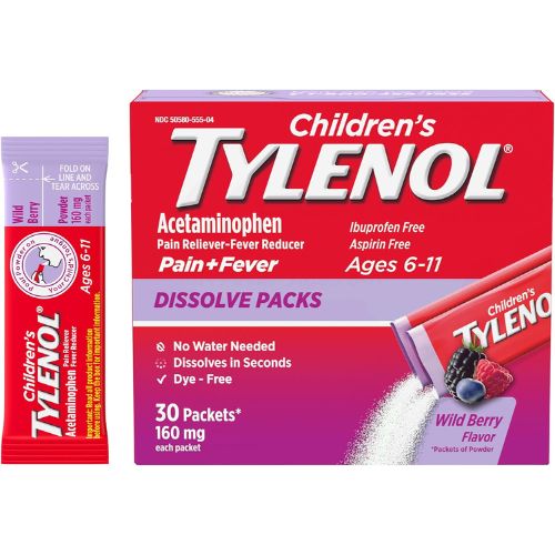 Children's Tylenol Dissolve Packs, 160 mg Acetaminophen, Wild Berry, 30 ct