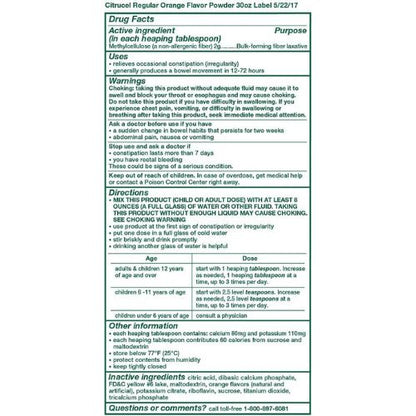 Citrucel Powder Fiber Therapy for Occasional Constipation Relief, 30 oz