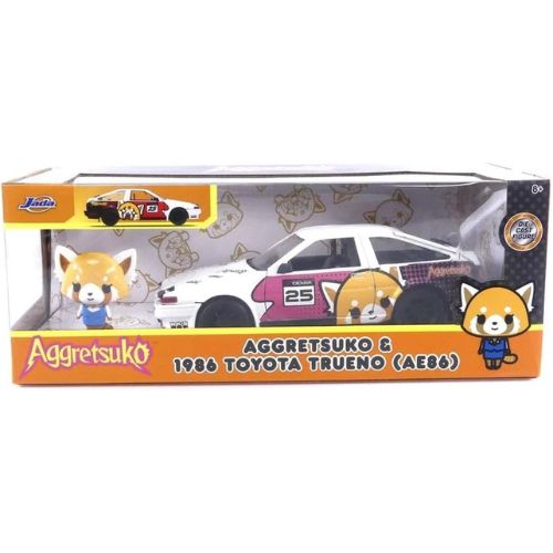 Jada Toys Sanrio 1:24 1986 Toyota Trueno Die-Cast Car & Aggretsuko Figure