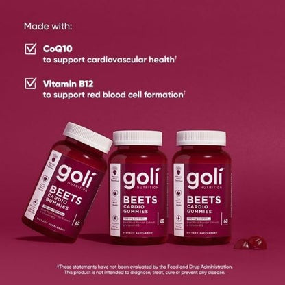 Goli Nutritional Supplement, Beets Cardio Gummy - 60 Count - 100mg
