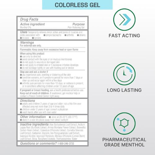 Biofreeze Professional Pain Relief Gel, Colorless Menthol Gel, 4 FL OZ