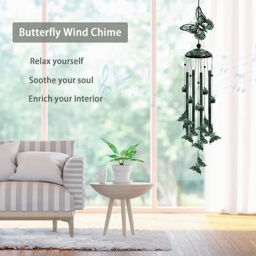 33" Green Butterfly Outdoor Wind Chimes