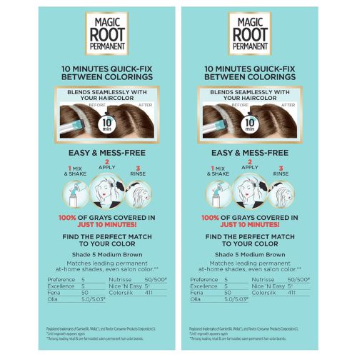 L'Oreal Paris Magic Root Permanent Hair Color Kit 5 Medium Brown (2 Count)