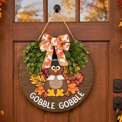 Thanksgiving Door Decor Turkey Wooden Sign for Front Door