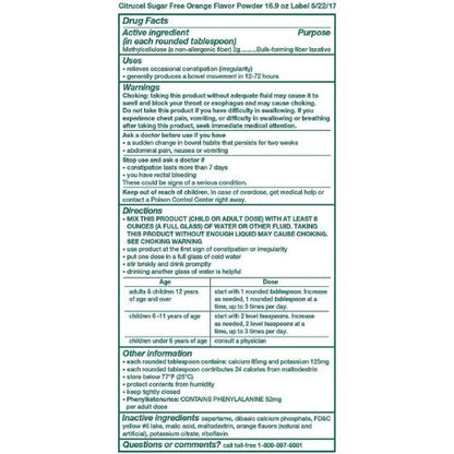 Citrucel Powder Fiber Therapy for Occasional Constipation Relief, 16.9 oz