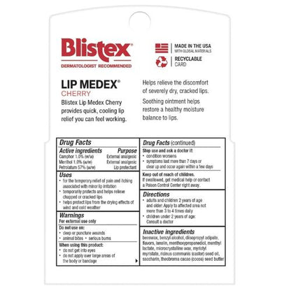 Blistex Cherry Lip Medex Medicated Lip Balm, 0.35 oz, 2 Count