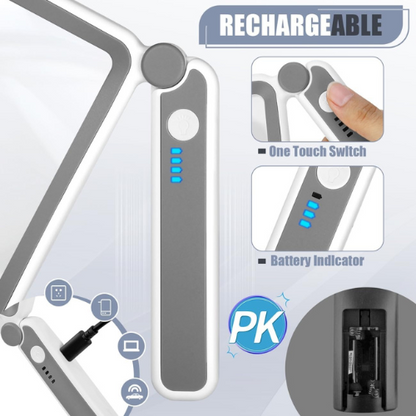 5X Rechargeable Folding Magnifying Glass with Dimmable LED Light