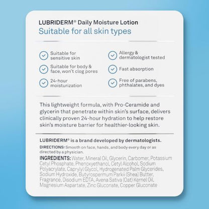 Lubriderm Daily Moisture Body Lotion + Pro-Ceramide, 24 fl. oz