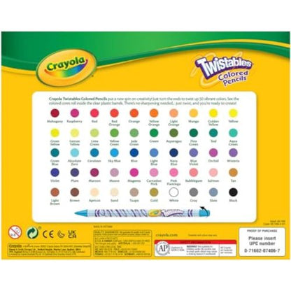 Crayola Twistables Colored Pencil Set (50ct), Cool Back to School Supplies for Kids
