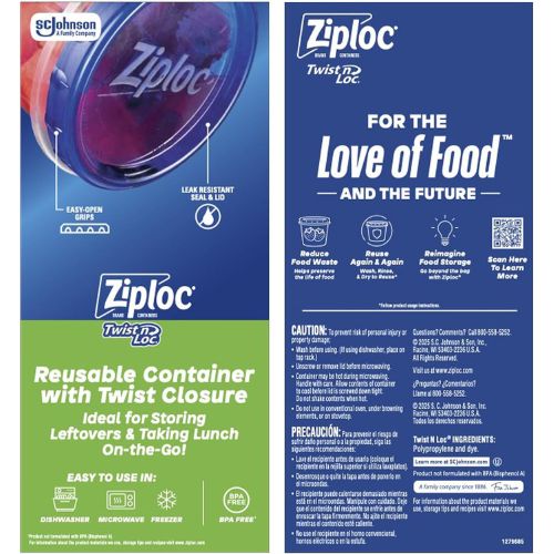 Ziploc Twist n Loc Food Storage Containers, Leak Resistant Design