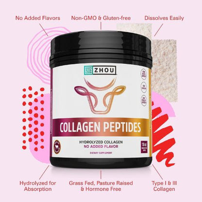 Zhou Collagen Peptides Supplement - 18 oz Jar (46 Servings)