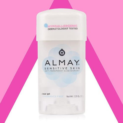 Almay Clear Gel Deodorant and Antiperspirant, Fragrance Free, 2.25