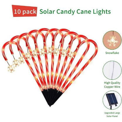 10 Pack Solar Candy Cane Pathway Lights