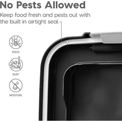IRIS Pet Food Storage Combo – 30lb + 11lb Airtight Bins (Black)