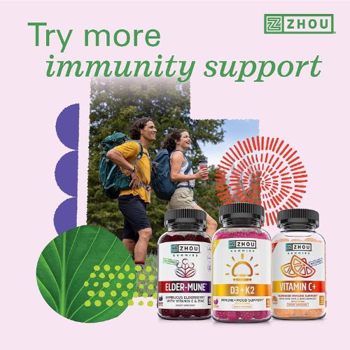 Zhou D3+K2 Supplement - 60 Veggie Capsules (Pack of 1)