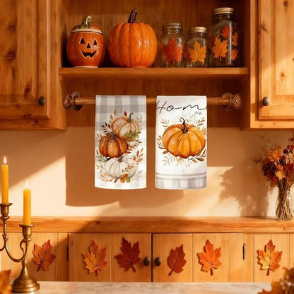 4, Pumpkin Buffalo Plaid Dish Towels