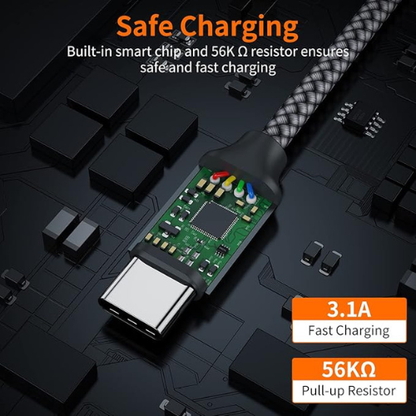 USB A to USB-C Fast Charging Cable – 2-Pack (3.3ft, Braided)