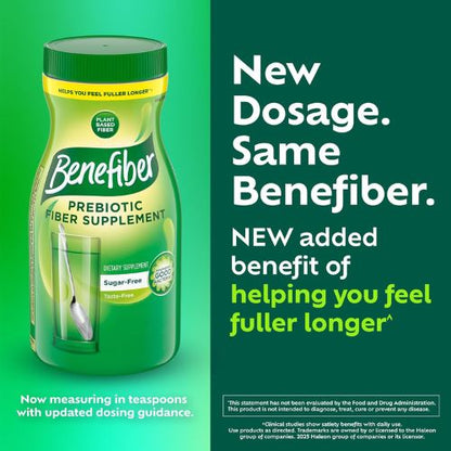 Benefiber Prebiotic Fiber Supplement Powder, Unflavored, 124 Teaspoons