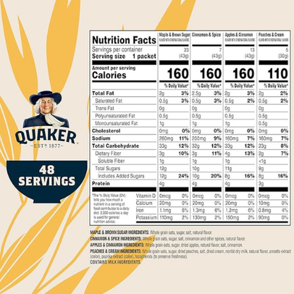 Quaker Instant Oatmeal – 4-Flavor Variety Pack, 48 Count