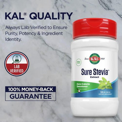 KAL Sure Stevia Extract Powder, Low Carb, Plant Based Stevia Sweetener