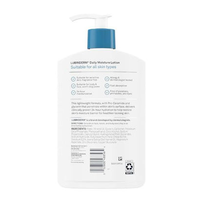 Lubriderm Daily Moisture Body Lotion, Fragrance Free, 16 fl. oz