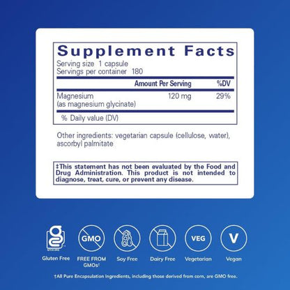 Pure Encapsulations Magnesium (Glycinate), 180 Capsules