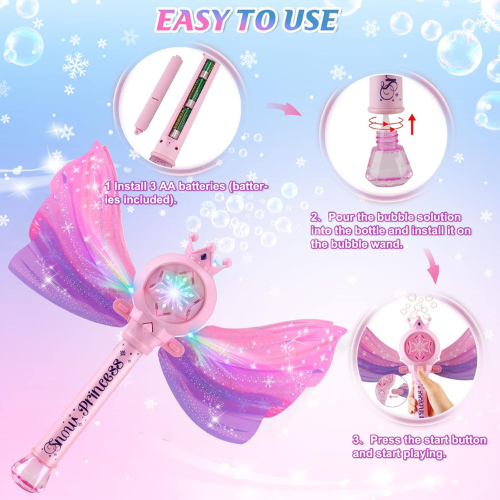 LED Bubble Wands for Kids with Music & Lights &  Birthday Gift Toys for Girls.