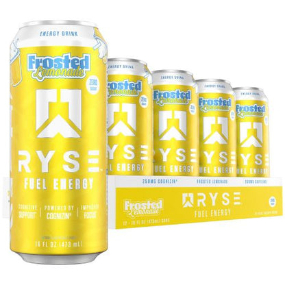 RYSE Fuel Energy Drink - Frosted Lemonade - Sugar Free - 200mg  16 fl oz Cans (12-Pack)
