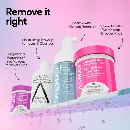 Almay Oil-Free Micellar Eye Makeup Remover Pads, 120 Count