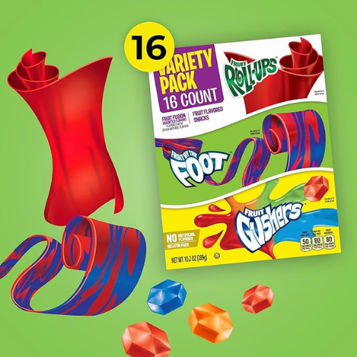 Fruit Snacks Variety Pack – Gushers, Roll-Ups & Fruit by the Foot (16 Pouches, 10.2 oz)