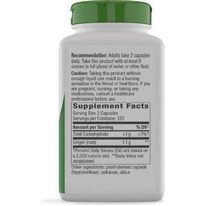 Nature's Way Ginger Root Capsules,1,100 mg per Serving, Vegan, 240 ct