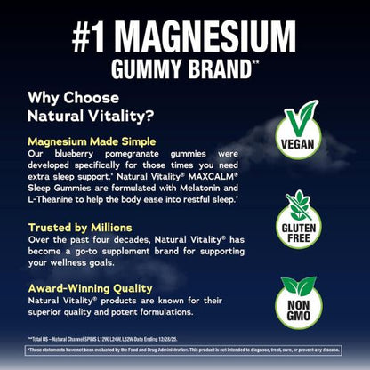 Natural Vitality Sleep Gummies | Magnesium, Melatonin & L-Theanine Formula