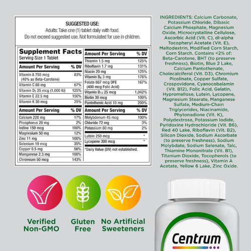Centrum Silver Multivitamin for Adults 50 and Over, 220 Tablets