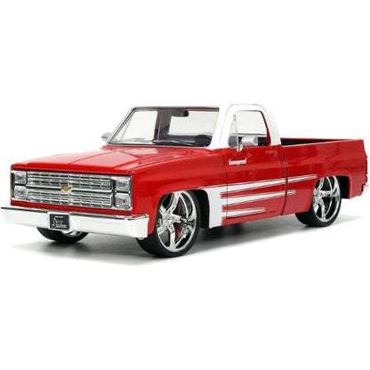 Trucks 1:2Just 4 1985 Chevy C10 Die-Cast Truck w/Tire Rack – Red/White