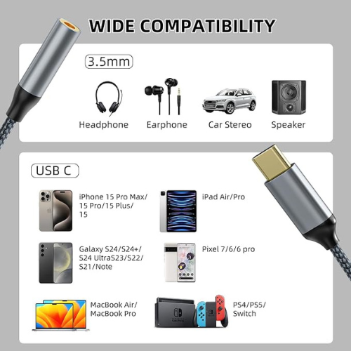 USB-C to 3.5mm Audio Adapter – 2-Pack (Black)