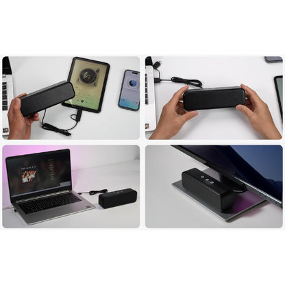 USB Computer Soundbar – Wired Speaker with Deep Bass & Touch Control