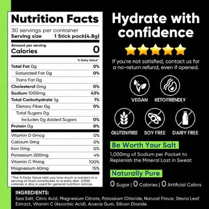 Venture Pal High Sodium Sugar-Free Electrolytes Powder Packets, 30 Sticks