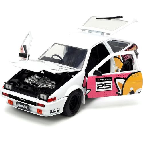 Jada Toys Sanrio 1:24 1986 Toyota Trueno Die-Cast Car & Aggretsuko Figure