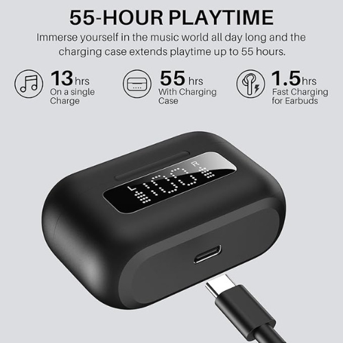 TOZO NC3 Wireless Earbuds – Hybrid ANC, 55H Playtime, IPX8