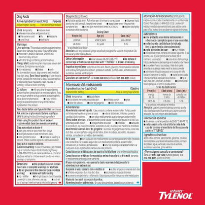 Infants' Tylenol Acetaminophen Oral Suspension, Dye-Free, Cherry, 2 fl. oz