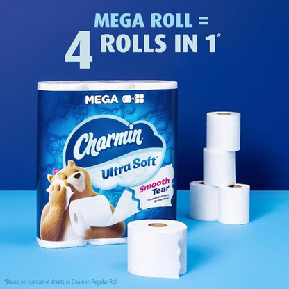Charmin Ultra Soft Toilet Paper – 6 Mega Rolls (Equals 24 Regular Rolls)
