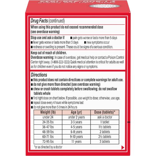 Children's Tylenol Dye-Free Chewables, 160 mg Acetaminophen, 24 ct